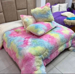 Six Peice Fluffy Bedcover Rainbow
