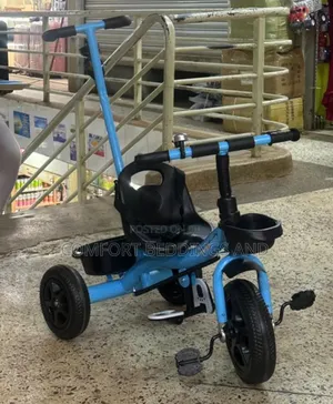 Kids Tricycle With Steering Handle Blue