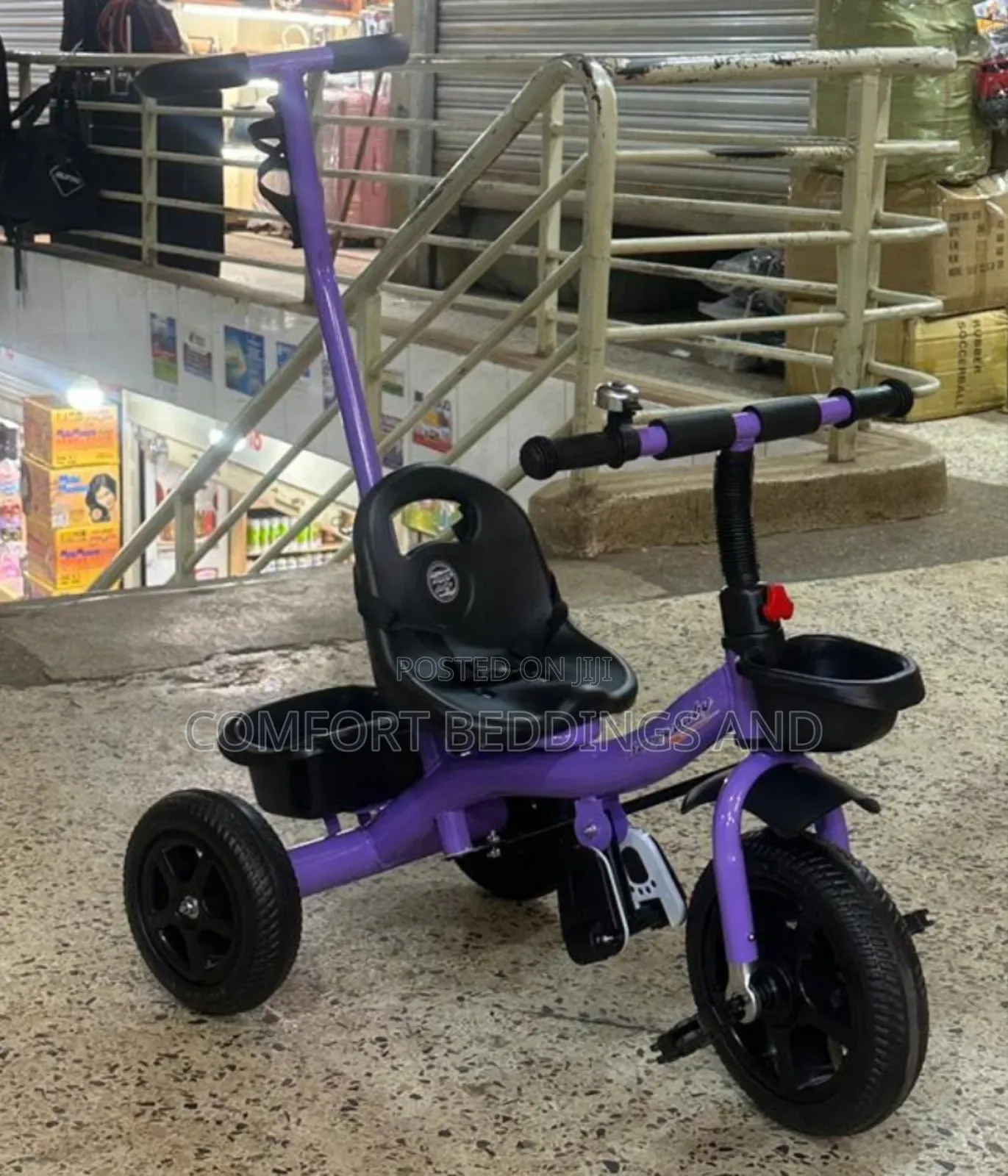 Kids Tricycle With Steering Handle Purple