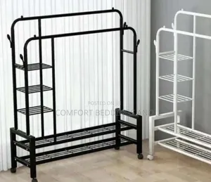 Metallic Clothes And Shoes Storage Rack