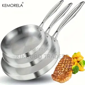 3pcs Stainless Steel Frying Pans (24, 26,28cm)