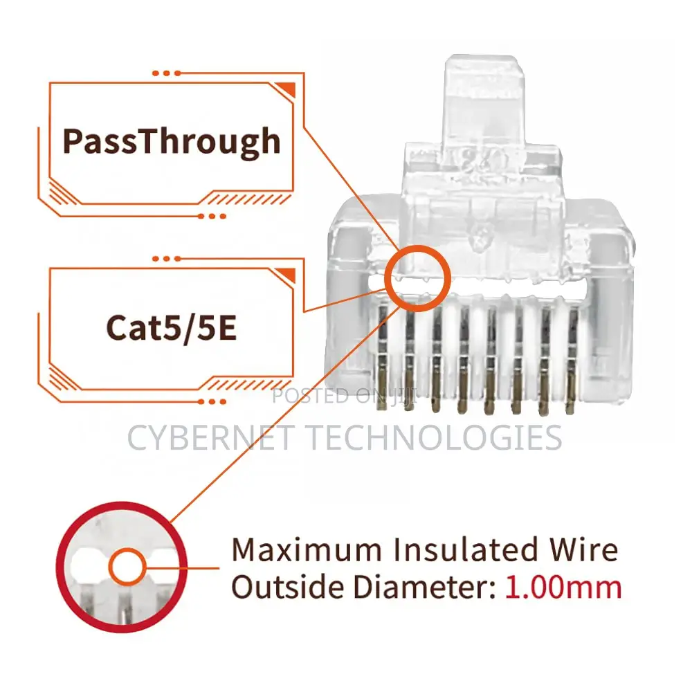 Rj45 Pass Through Connectors - Pack of 100
