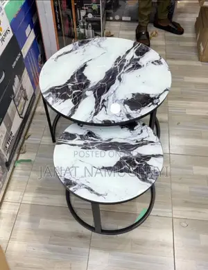 2 in 1 Nesting Table With Black and White Marble