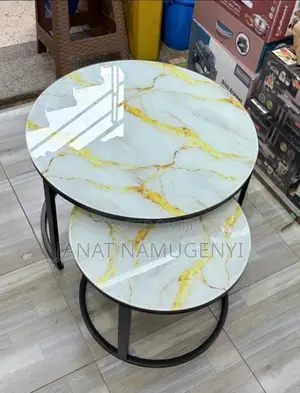 2 in 1 Nesting Table With Gold and White Marble