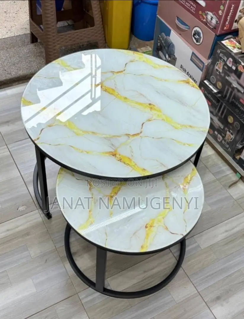 2 in 1 Nesting Table With Gold and White Marble