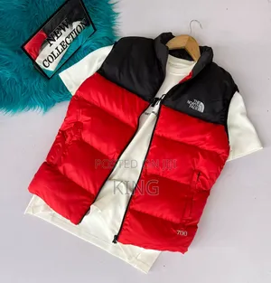 Red North Face Tank Black Vest Jackets