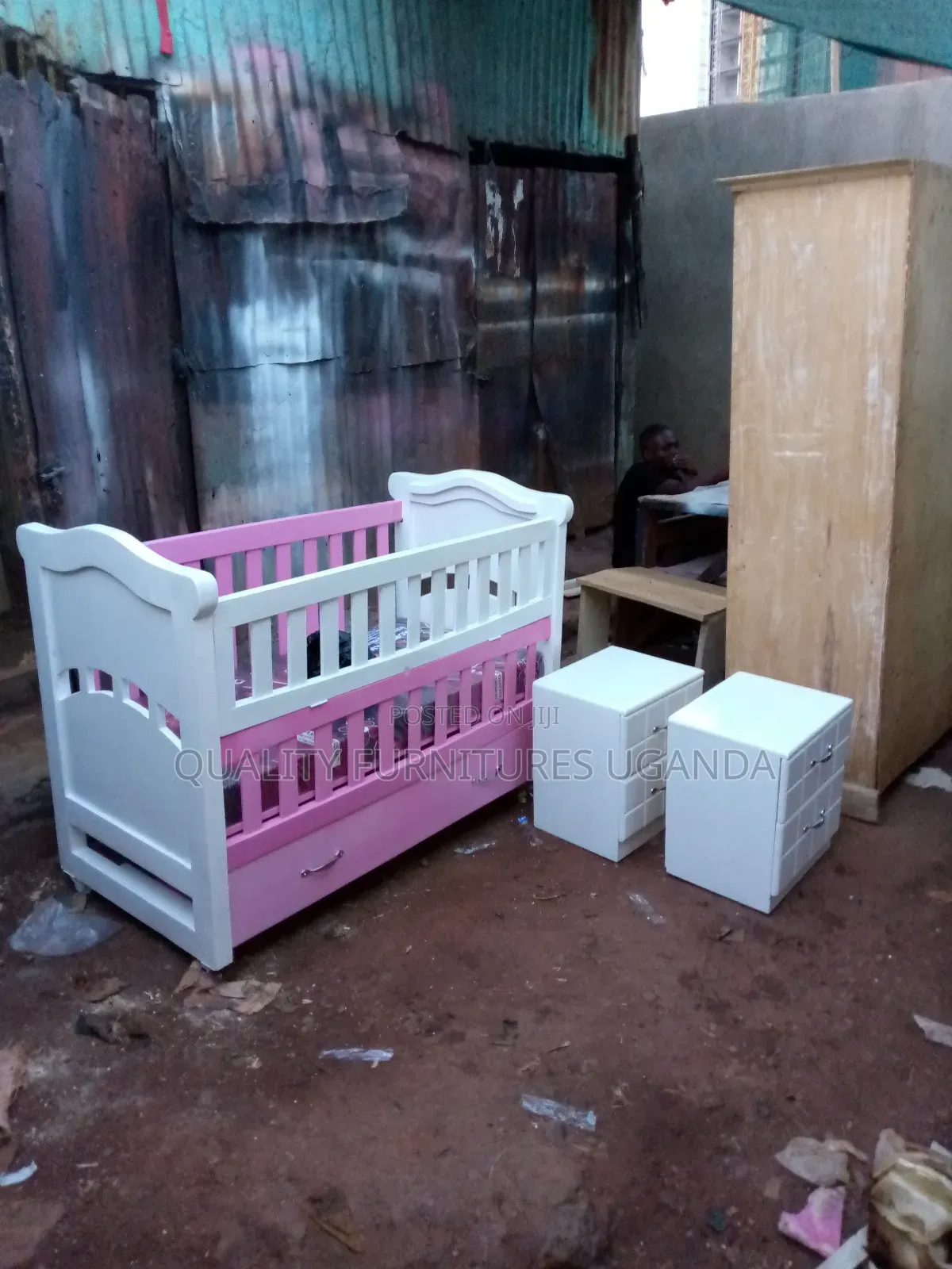 White  Wooden Baby  Cott