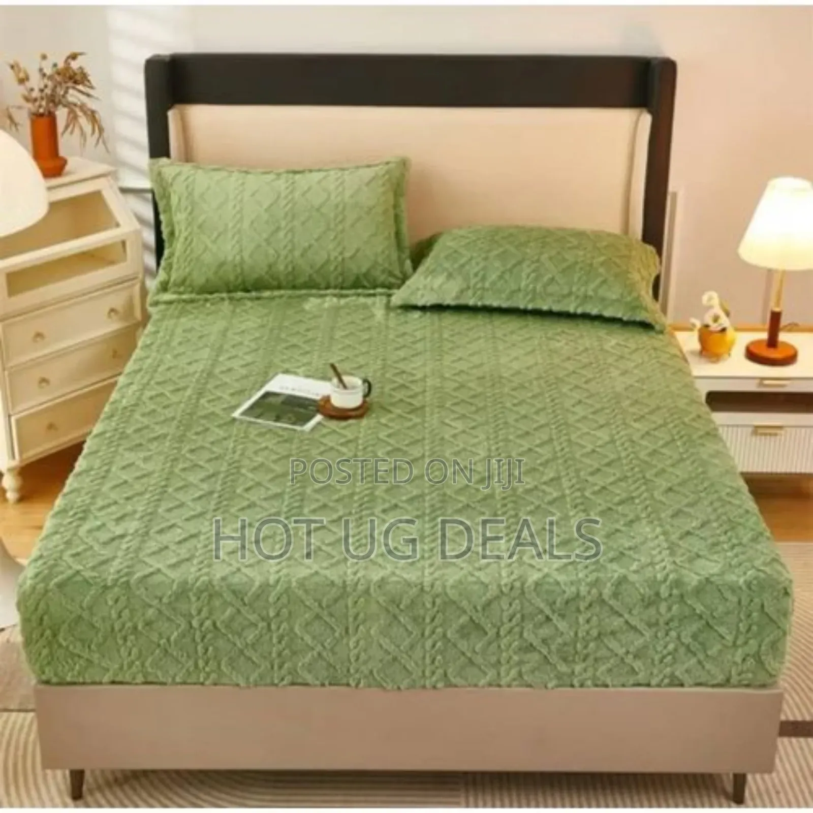 6x6 Full Fit Mattress Cover With 2 Pillow Cases. - Green
