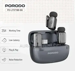 Porodo Wireless Lavalier Microphones Type-C - Black