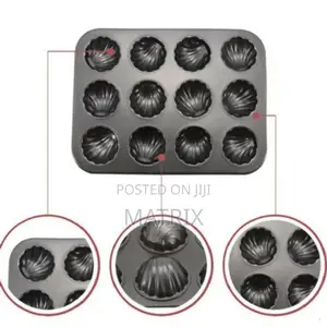 12-Hole Long Life,Cupcake Baking Tray /Oven Tray Pan - Black