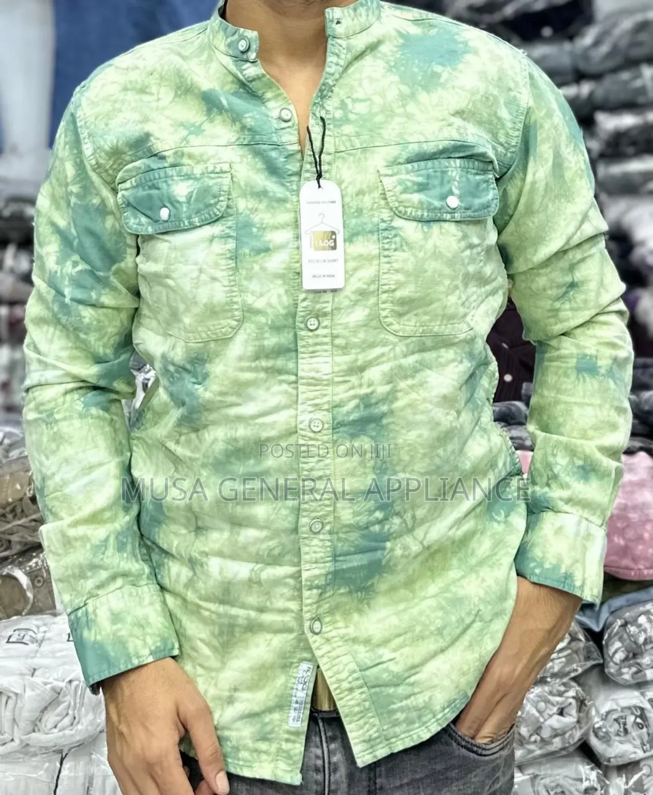 Denim Shirt Collarless