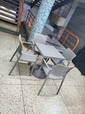 Bar and Restaurant Plastic Table and Chairs(Gray)