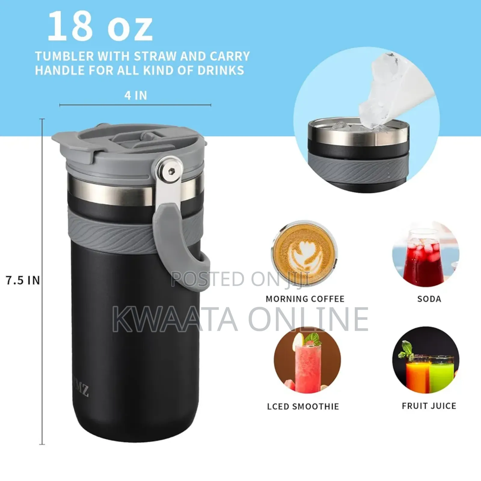 480ml Portable Stainless Steel Insulated Cup Tea, Drinks,