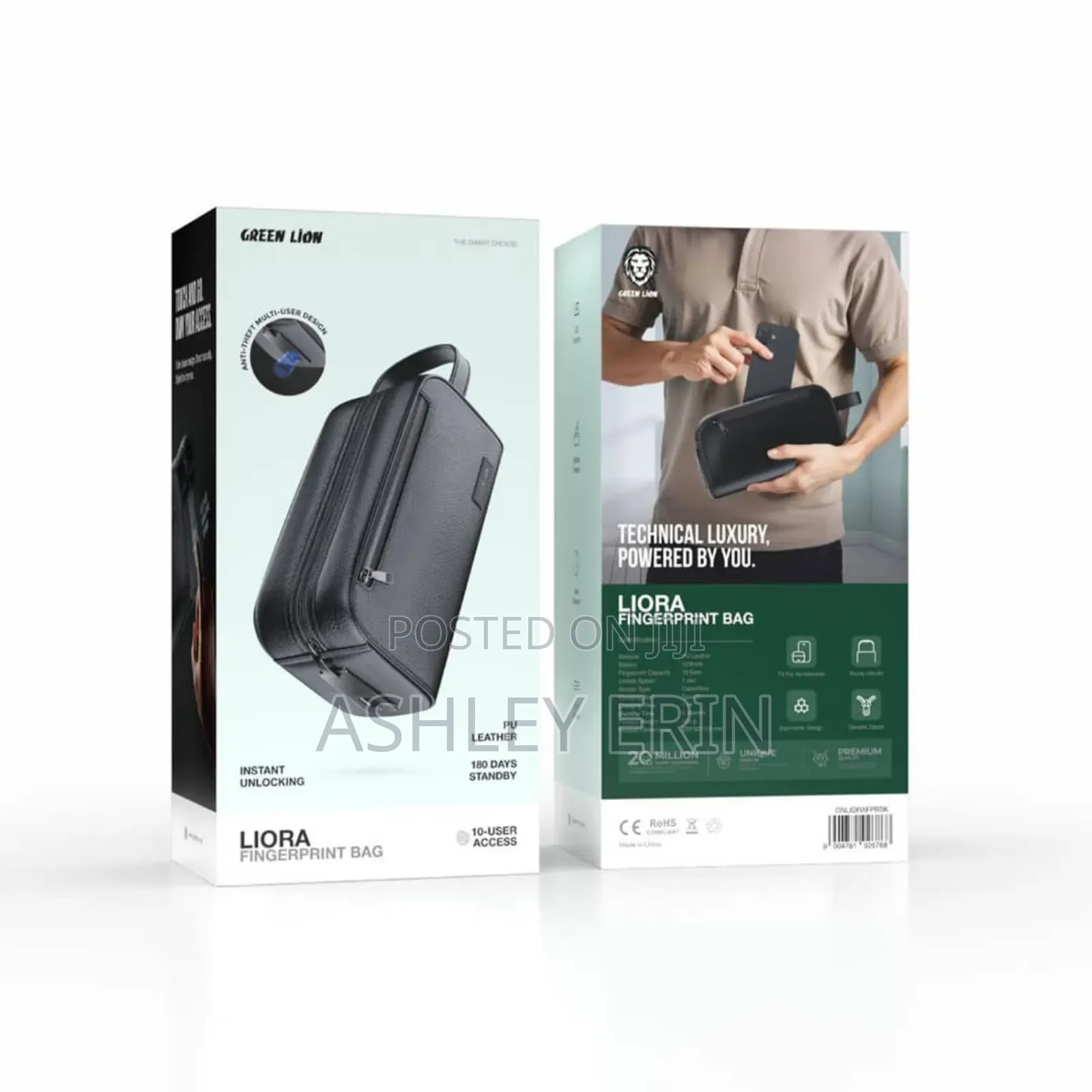 Green Lion Liora Fingerprint Bag With Leather Strip Led Indicator