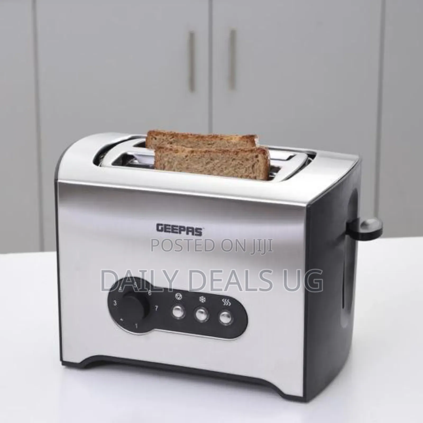 Geepas 900w 2 Slice Bread Toaster Stainless Steel