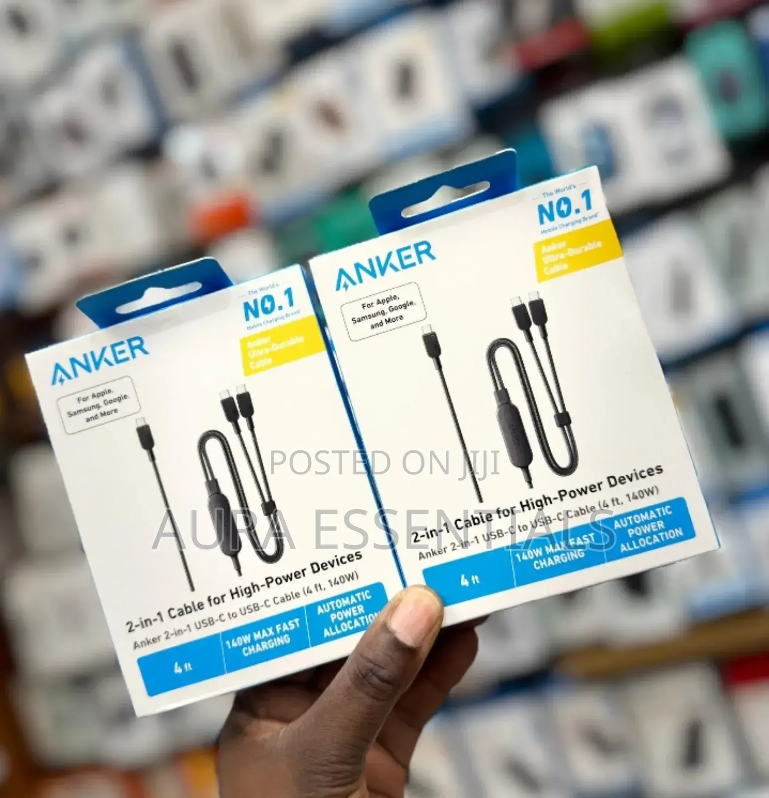 Anker 2-in-1 Usb-C to Usb-C Cable (4ft, 140w).