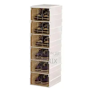 6 Tier Foldable Plastic Shoe Rack Storage Organizer - White