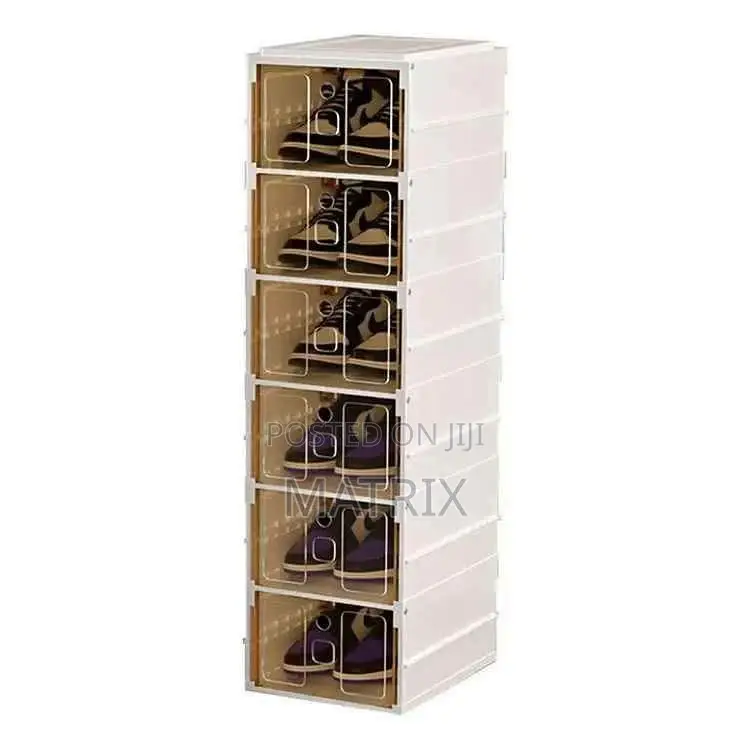 6 Tier Foldable Plastic Shoe Rack Storage Organizer - White