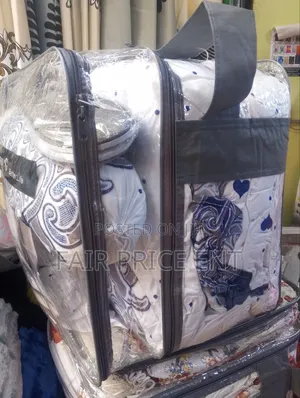 Vip 10pcs Cotton Duvet Set. King-Size.( White Blue)