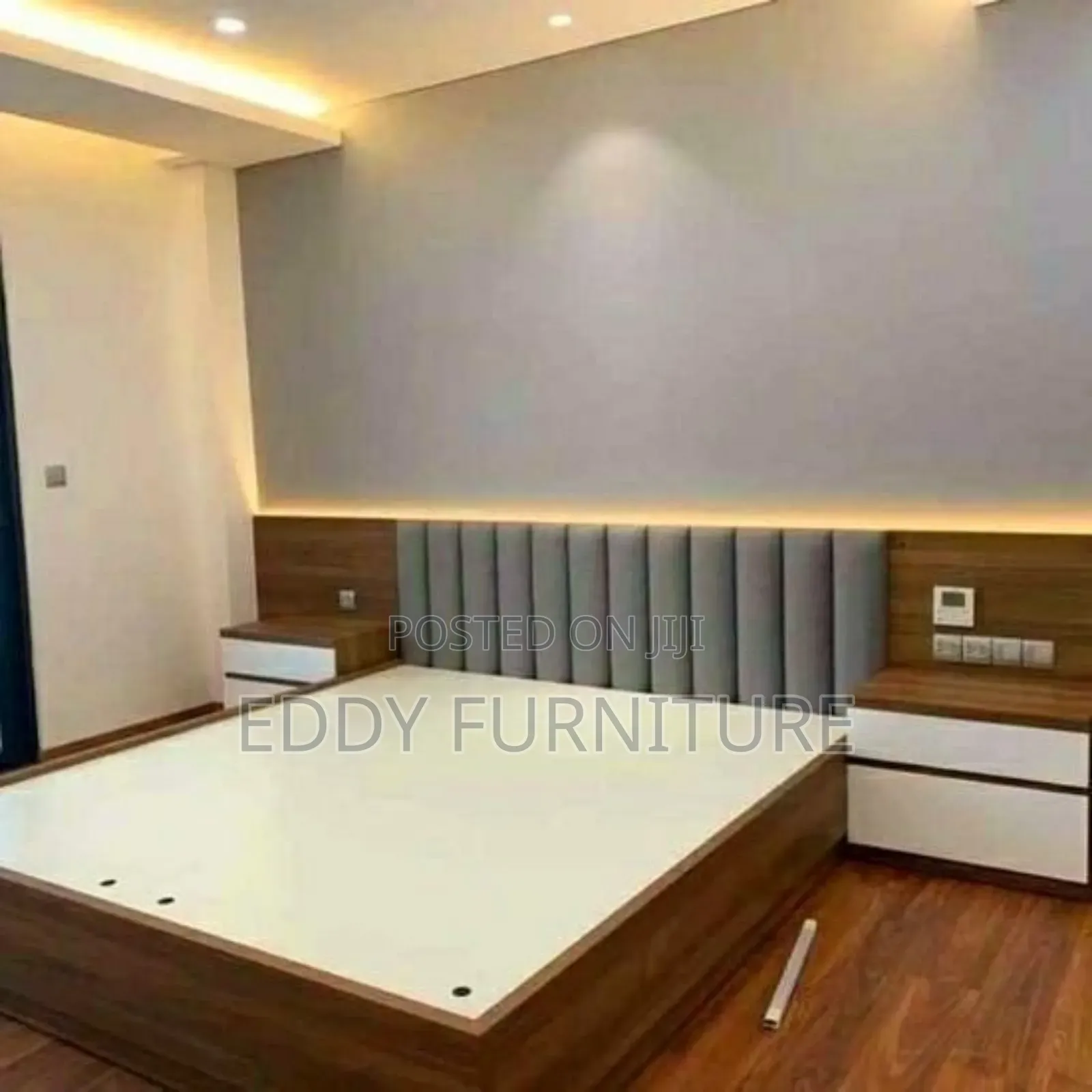 Wood and Fabric Bed