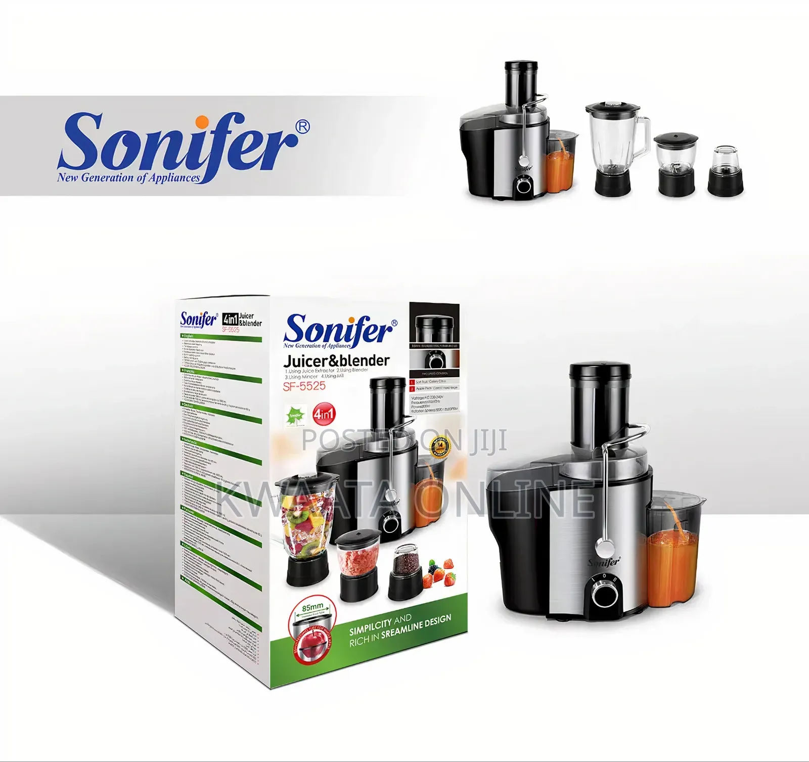 Sonifer 4-in-1 Electric Blender, Juicer Grinder
