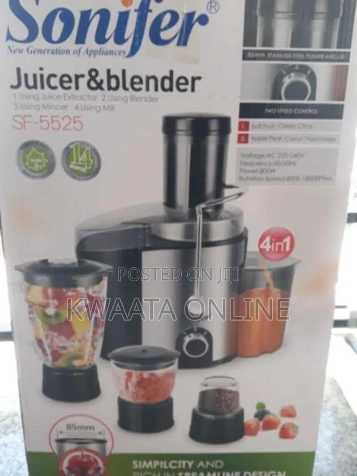 Sonifer 4-in-1 Electric Blender, Juicer Grinder