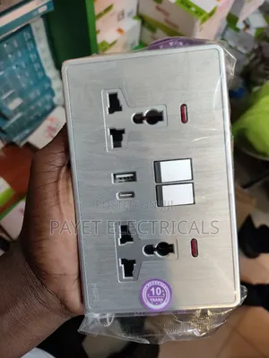 Grey Double Socket With Usb and C Type