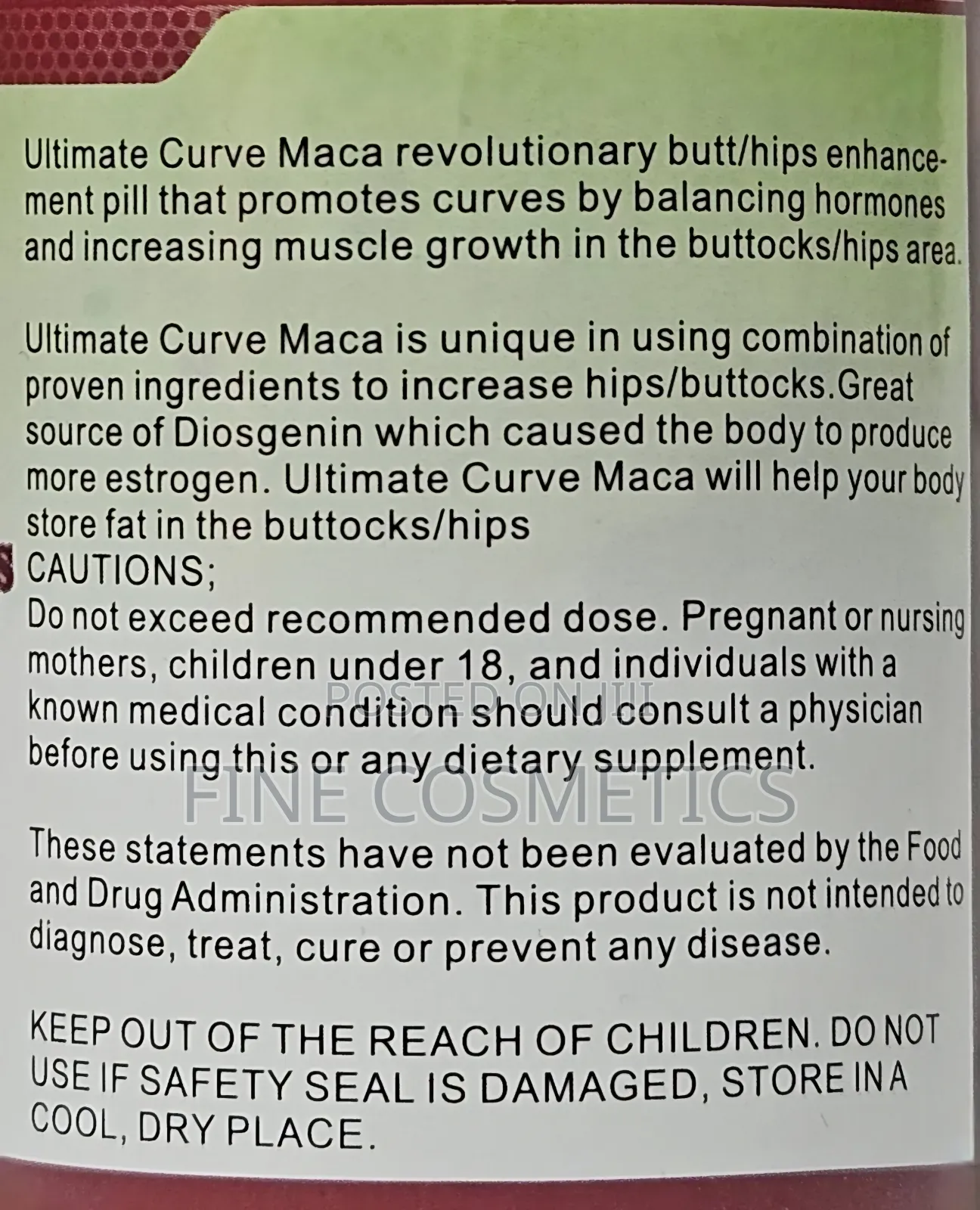 Ultimate Curve Maca Plus 1500mg Hip and Butt Enlargement 60 Capsules