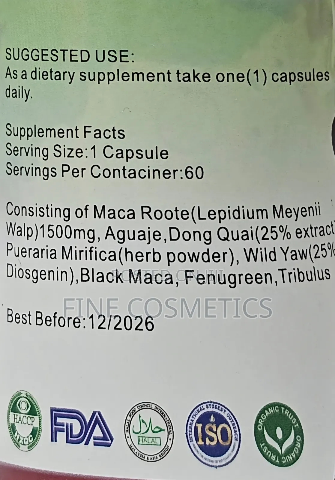 Ultimate Curve Maca Plus 1500mg Hip and Butt Enlargement 60 Capsules