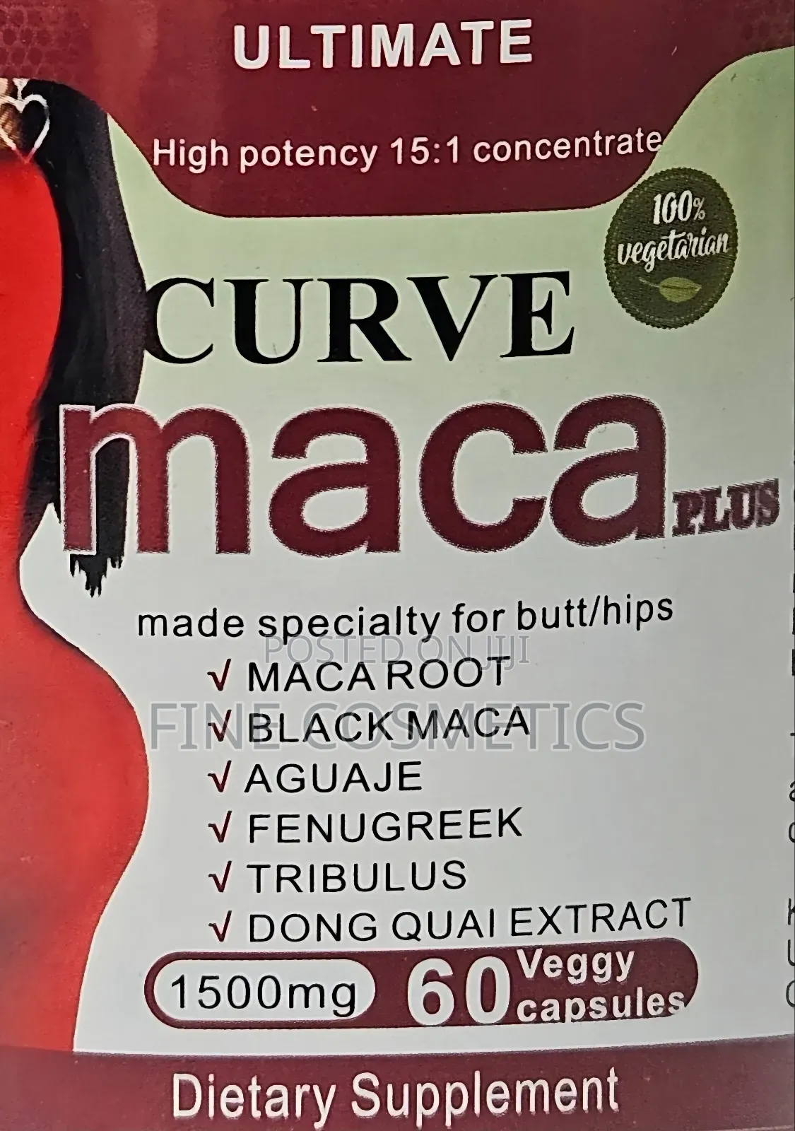 Ultimate Curve Maca Plus 1500mg Hip and Butt Enlargement 60 Capsules