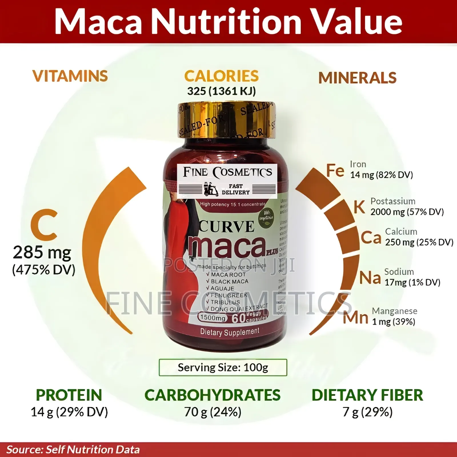 Ultimate Curve Maca Plus 1500mg Hip and Butt Enlargement 60 Capsules