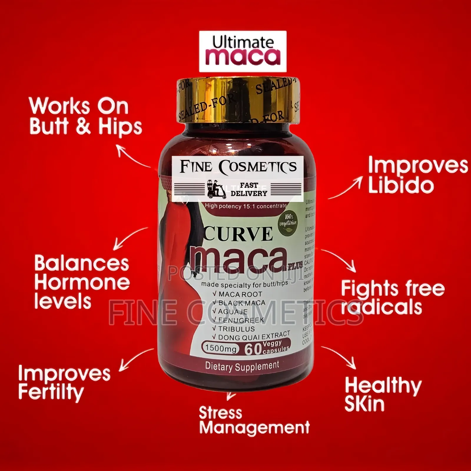 Ultimate Curve Maca Plus 1500mg Hip and Butt Enlargement 60 Capsules