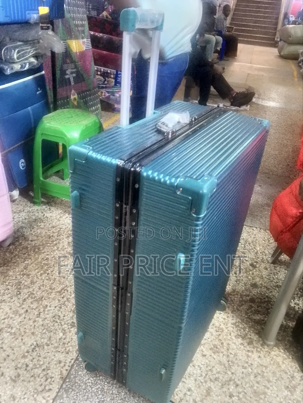 Noble Extra Large Aluminium Plastic Suitcase.( Dark Green)