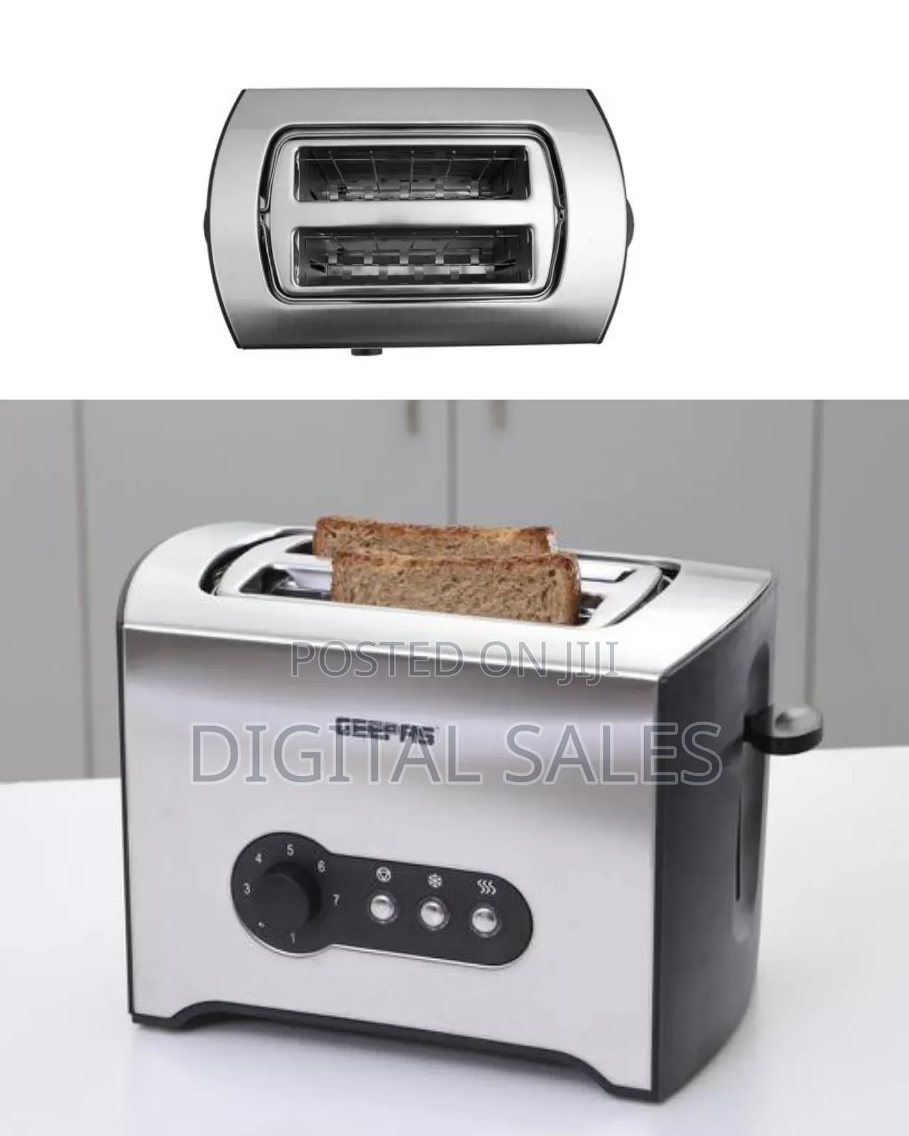 Stainless Steel Geepas GBT 6152 2-Slice Bread Toaster