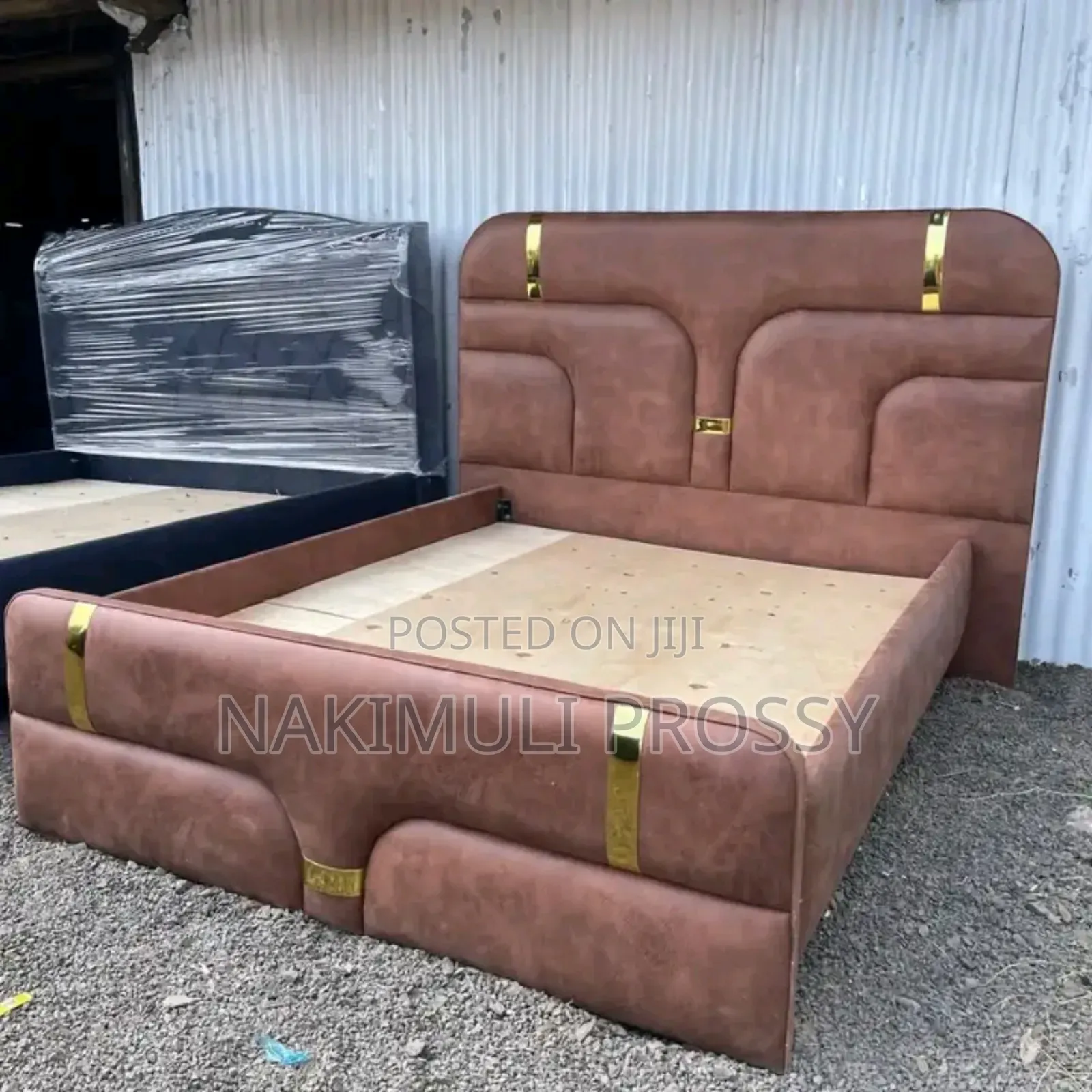 Brown Fabric Bed With 6 Gold Stickers 5by6
