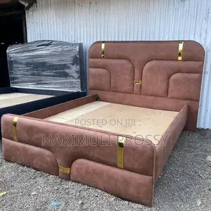 Brown Fabric Bed With 6 Gold Stickers 5by6