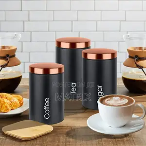 Classic Coffee Sugar and Tea Storage Containers-Black