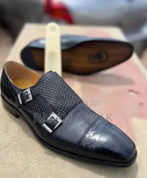 John Foster Double Buckle Monk Strap Snake Skin Gentle Shoe