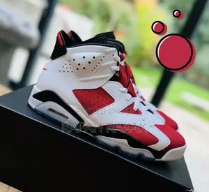 Original White/Red Nike Air Jordan 6 Retro Sneakers