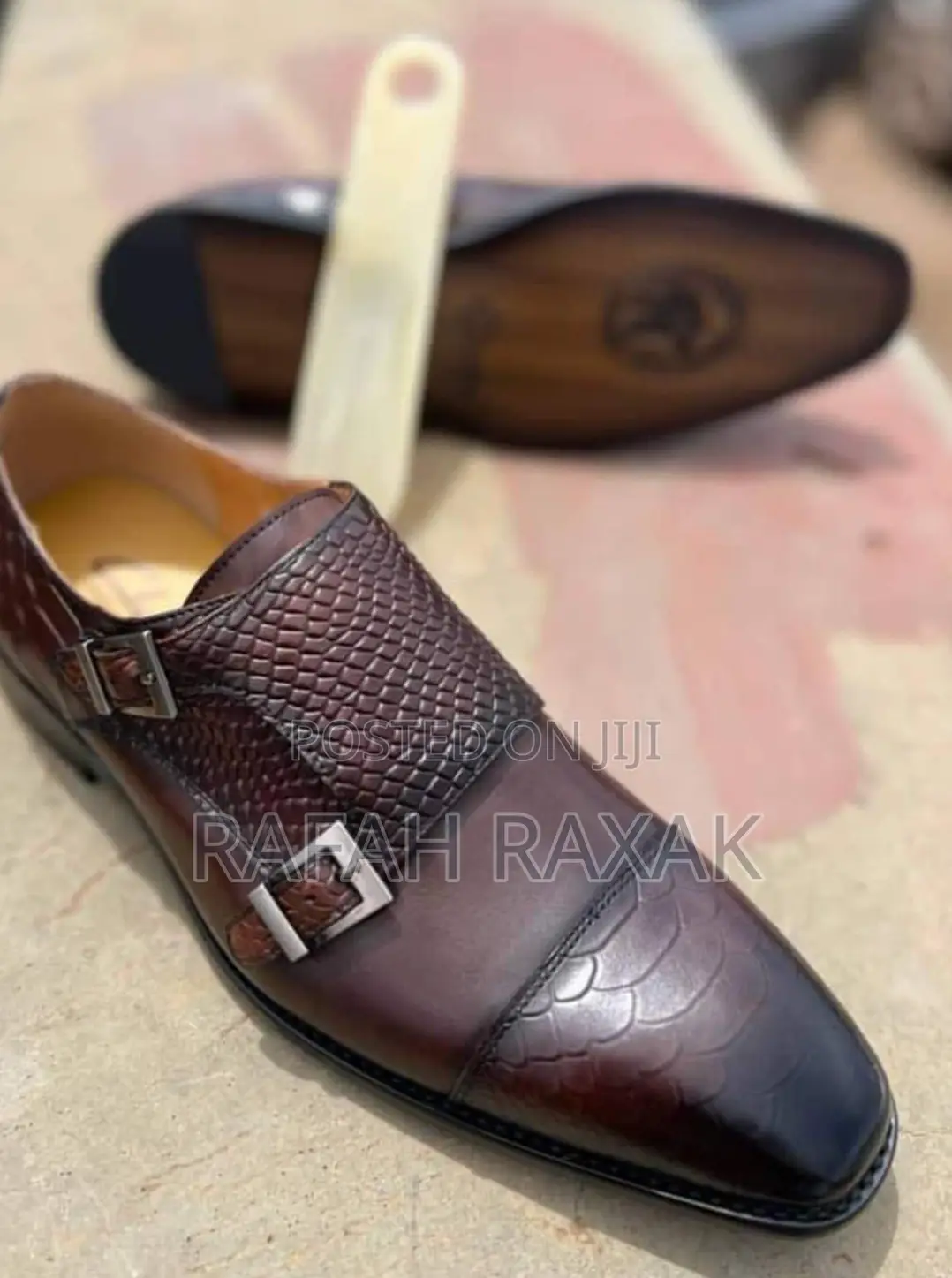 Original Dark Tan John Foster Double Monk Strap Formal Gentle Shoes