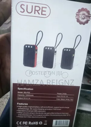 Portable Mini Cute 10000mah Power Bank With Cables