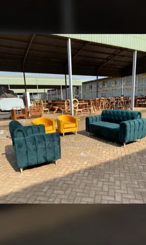 Mixed Green and Mustard Yellow  Chesterfield Couch