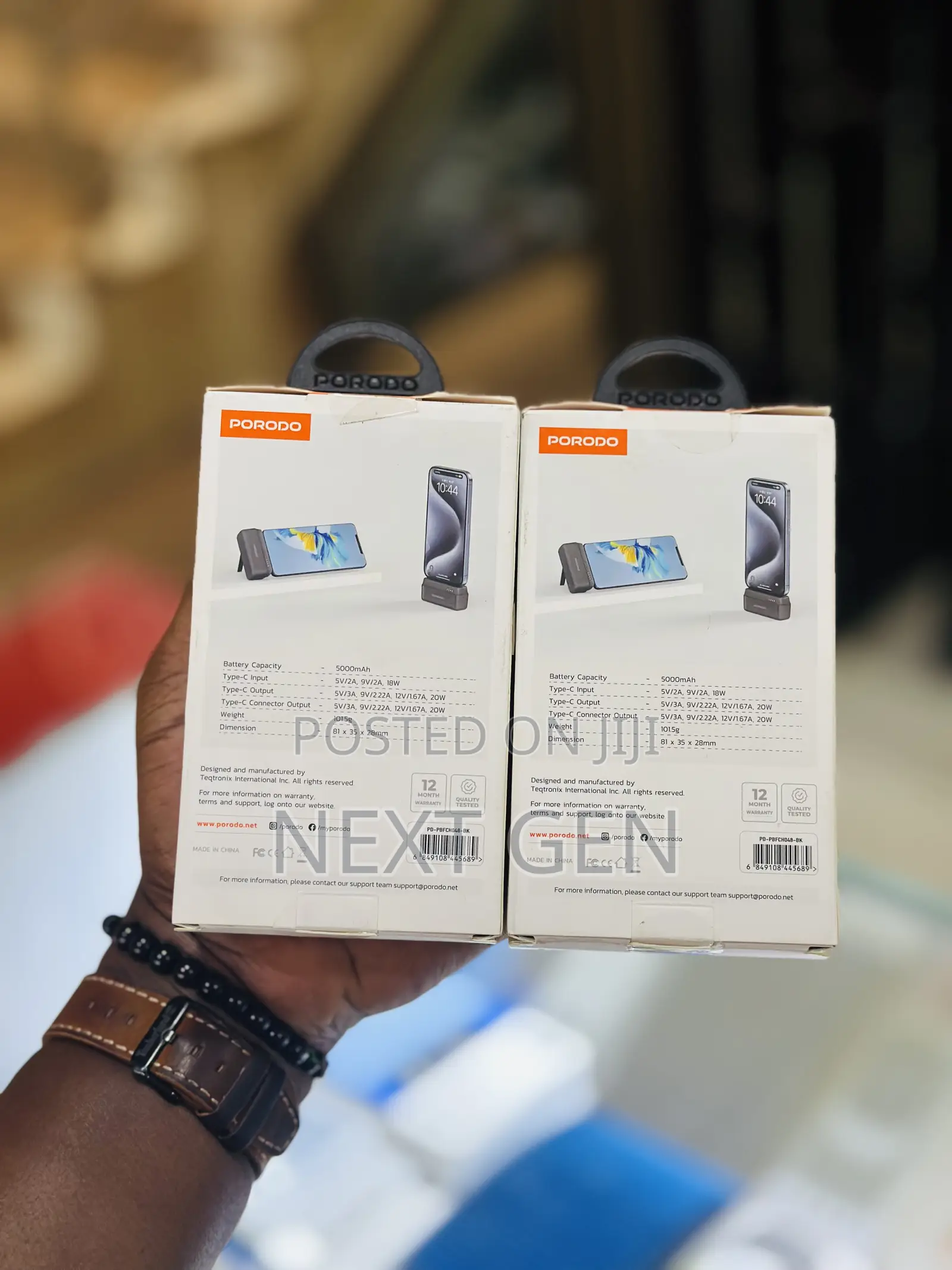 Porodo 5000mah Power Bank With Lightning Connector/Type C Connector