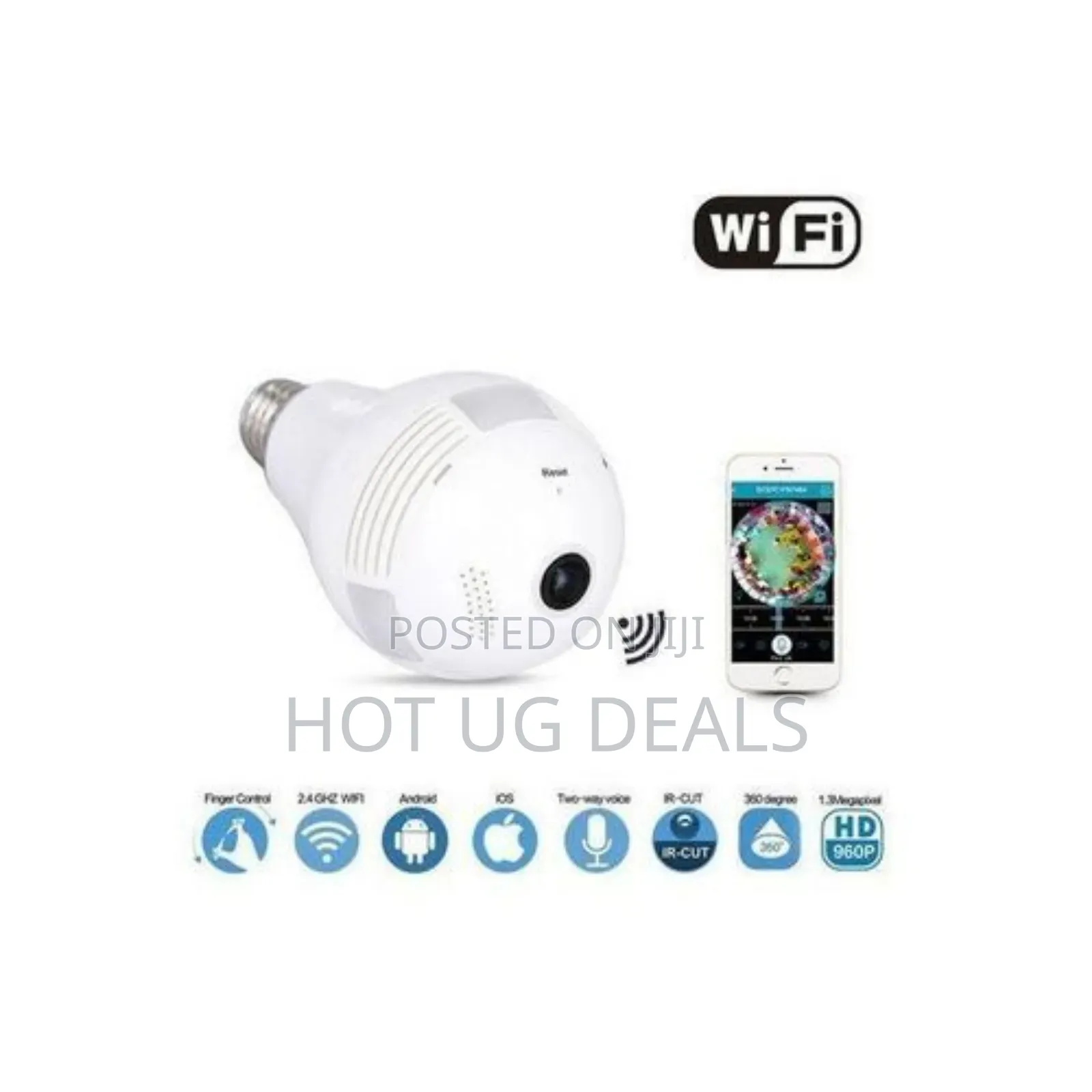 Smart Wireless Security Camera Bulb - White