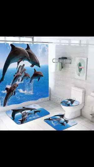 Shower Curtain With Toilet Mat Set
