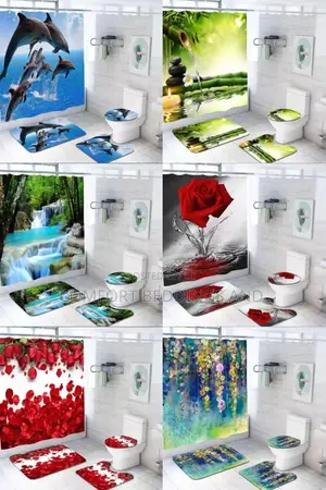 Shower Curtain With Bath Mat Set