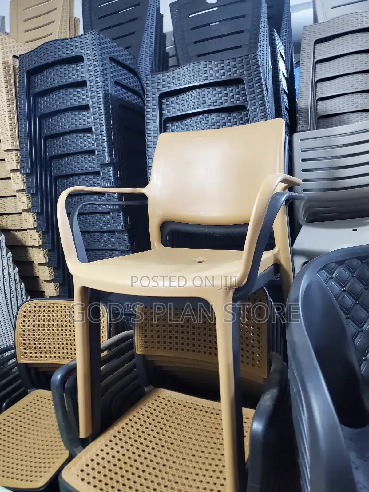 Plain Back Armed Plastic Chairs