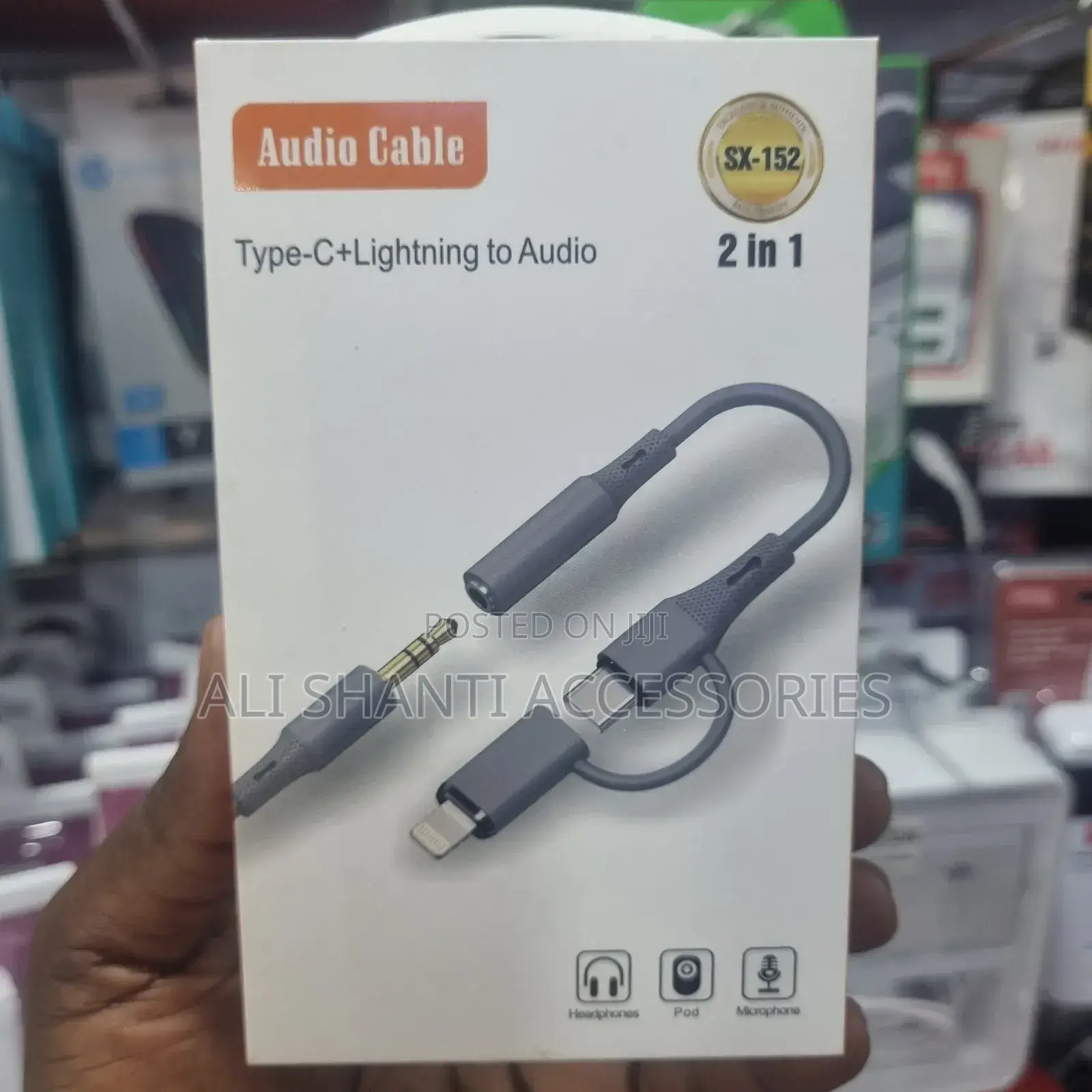 Type C + Lightning to Audio Cable