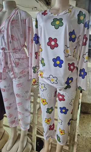 Women's Casual Lapel Button Print Long Sleeved Pajama Pants
