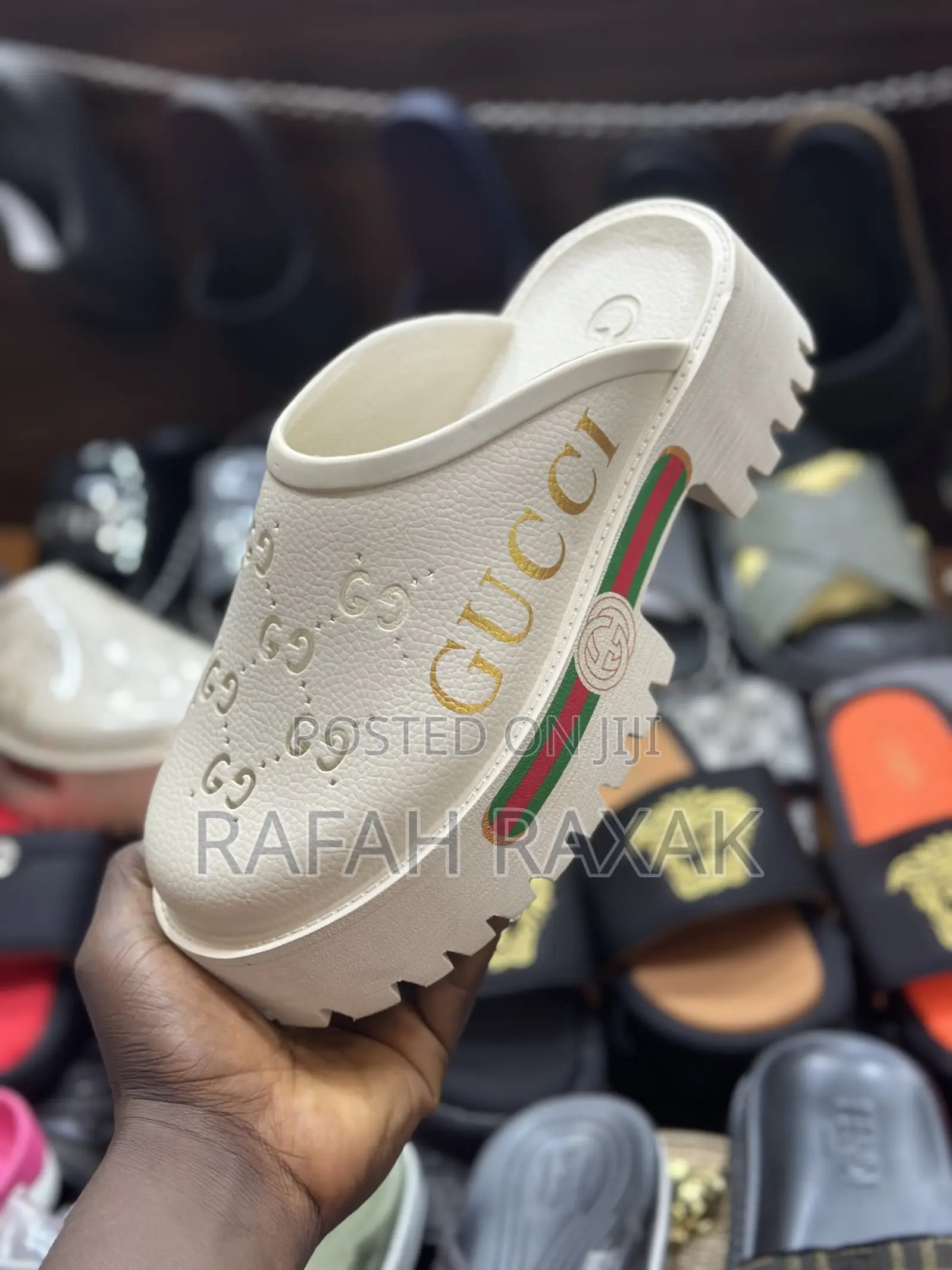 Original Cream Gucci Dapadans Big Sole Rubber Sandals